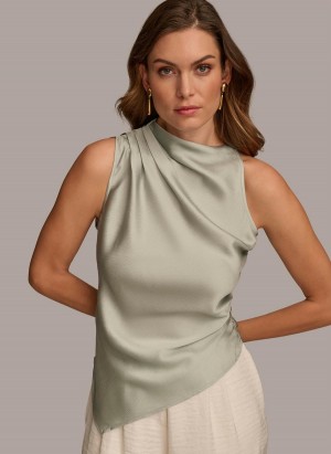 Sweaters and Tops Donna Karan Ruched With Angled Hem Szare | Polska_DK73884